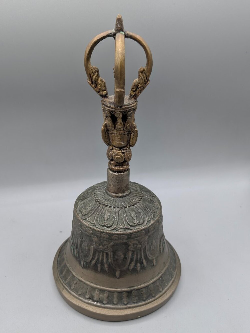 Vintage Buddhist Brass Bell, 9" - Picture 2 of 10